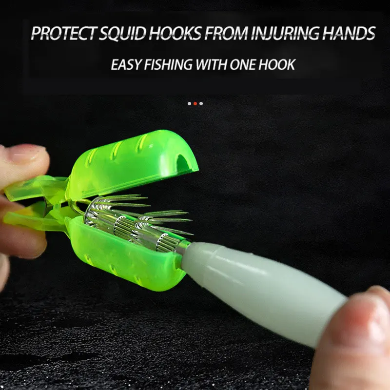 Lexuan Soft PVC Octopus Squid Fishing Lures with Jig Hook Covers Protective Safety Umbrella Sleeve for Adults Ocean Boat Fishing