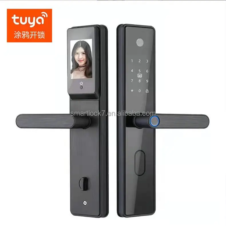 superior life Safety Cat Eyes Camera View Electric Digital Big Gate Tuya Wifi Fingerprint Smart Door Lock with NFC