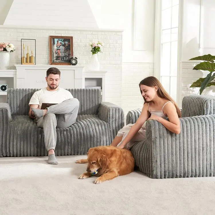 Modular Living Room Foam Loveseat Plush Comfy Two-seat BeanBag Chair Adults Large Fluffy Bean Bag Chairs with Armrest