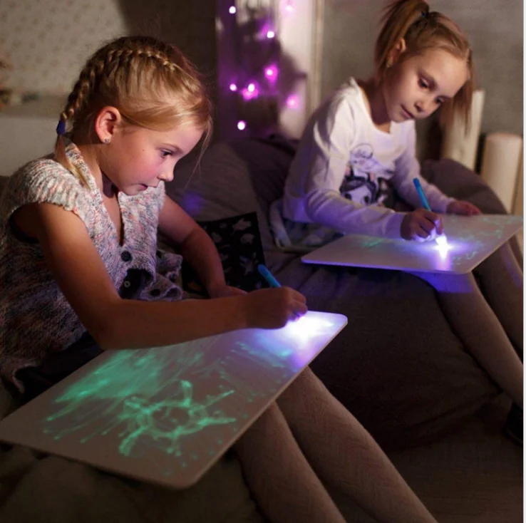 Рисование с подсветкой веселый Детский граффити картина светящаяся 3D флуоресцентная доска для рисования