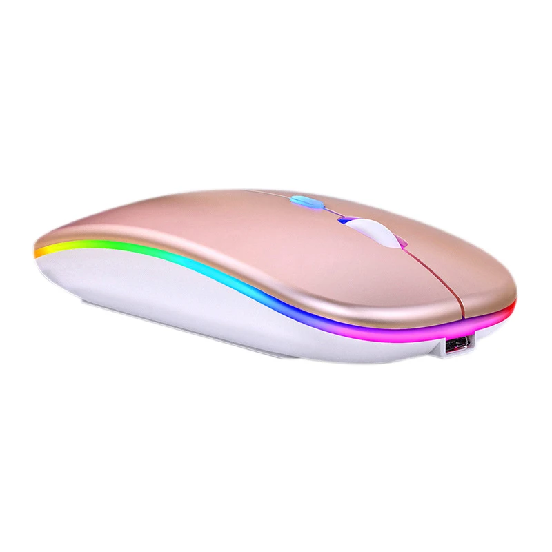 
New Ultra-Thin Computer Mouse Rechargeable Lithium Battery LED Colorful Lights 2.4Ghz Optical Gaming Wireless Mouse 