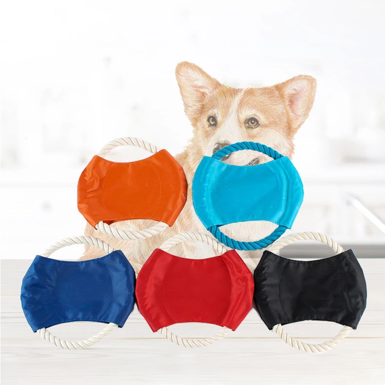 Wholesale Dog Flying Disk Toy Bite Resistant Disc Cotton Rope Pet Dog Training Flying Disk Toy