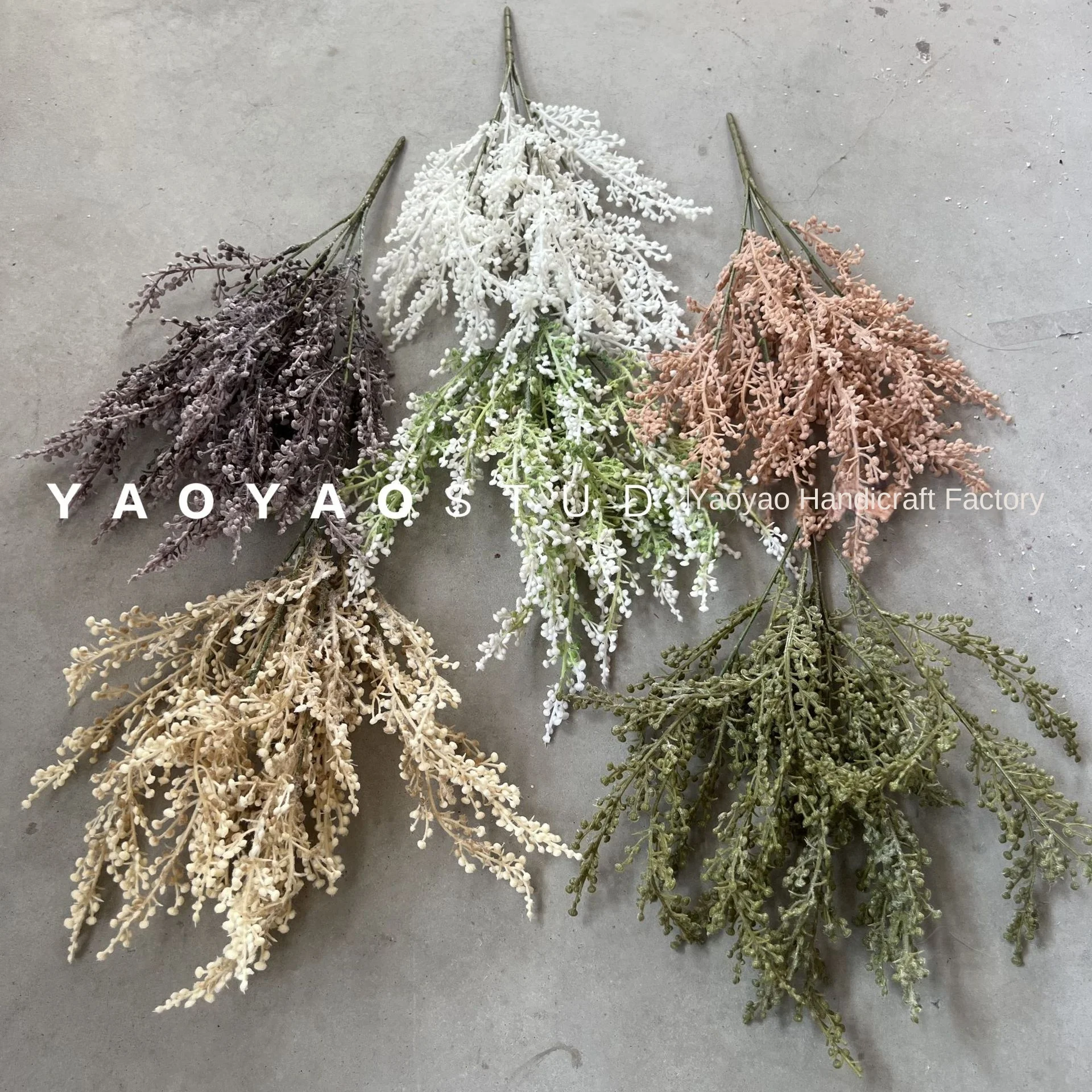 5 Fork Retro Style Grape Fruit Holding Flower Millet Grass Forest Green Plant Home Decoration Material Plastic simulated