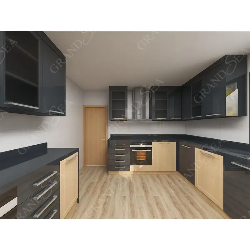 Modern Kitchen Cabinet Wood PVC Kitchen Cabinet Large Storage Home Open Kitchen Wall Hanging Cabinets