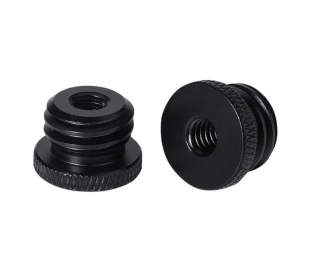 Adapter Set Screw 1/4 3/8 Female to 5/8 Male for Tripod Laser Survey Level Rangefinder Instrument Cross Knurling Aluminum Black