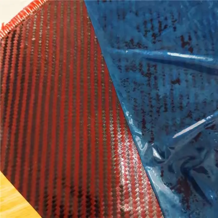 best quality carbon fiber fabric 3k red silver spread tow twill  carbon fiber fabric roll price