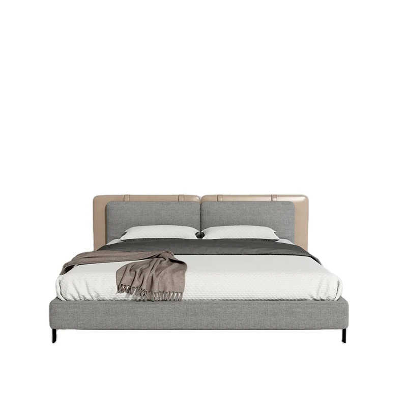 China factory wholesale modern  luxury designed bed room furniture   micro fiber  leather  king size queen size  bed