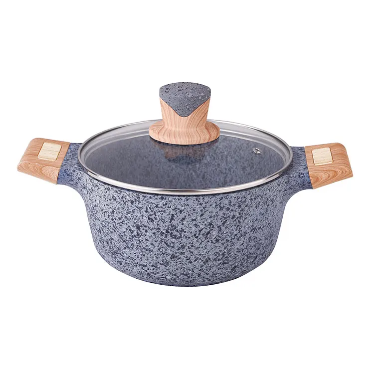 Hot Products Kitchenware Die Casting Granite Stone Non-Stick Cookware Set With Glass Lid