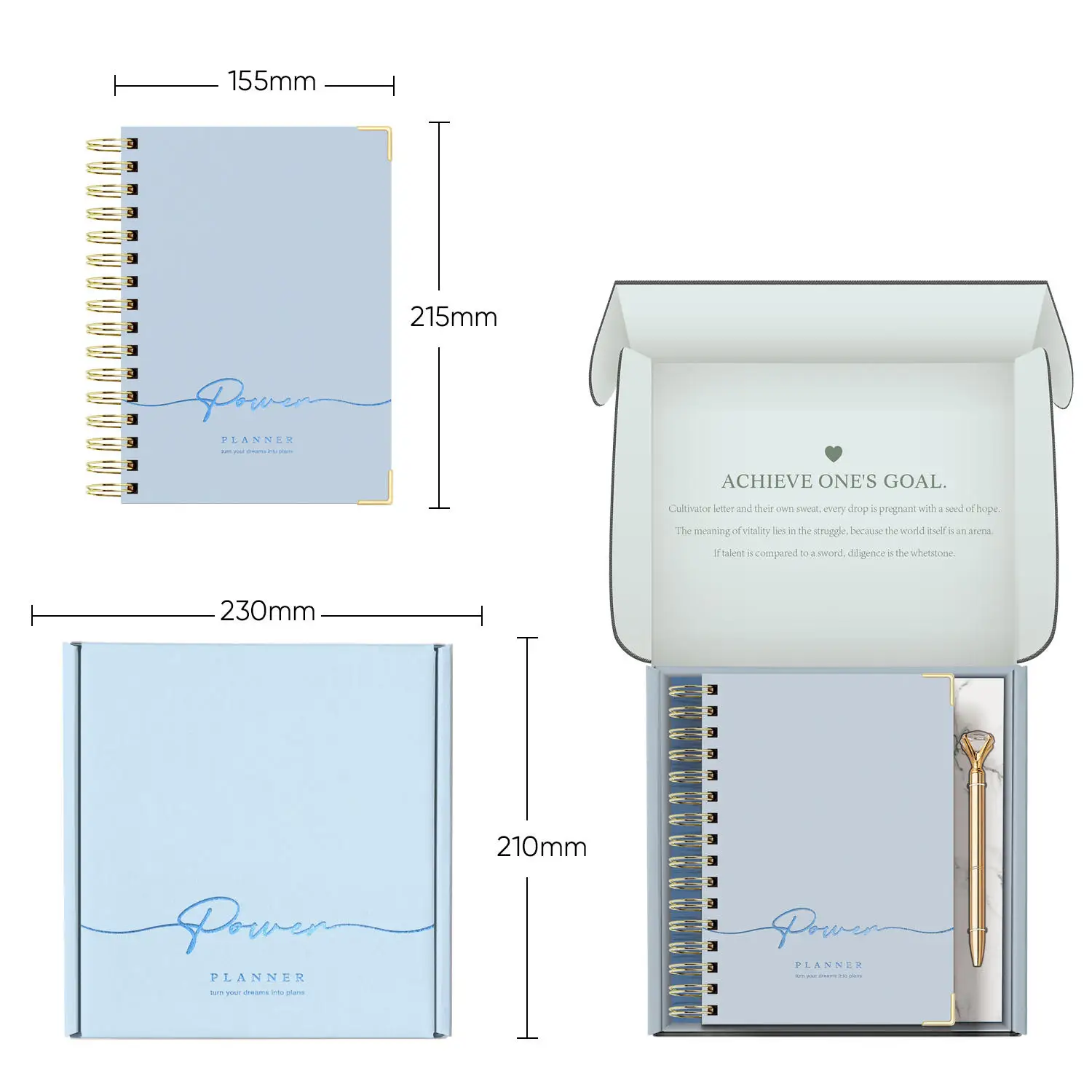 Custom Logo 2024-2025 A5 Pink Spiral Weekly Monthly Manifestation Goal Diary Prayer Journal Planner Notebook