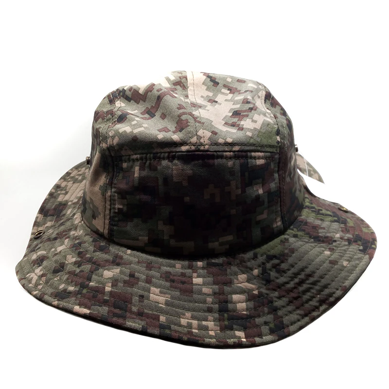 Custom Full Printed Camo Boonie Hat Fisherman Caps Wholesale Outdoor Quick Dry Wide Brim Hiking Bucket Hat
