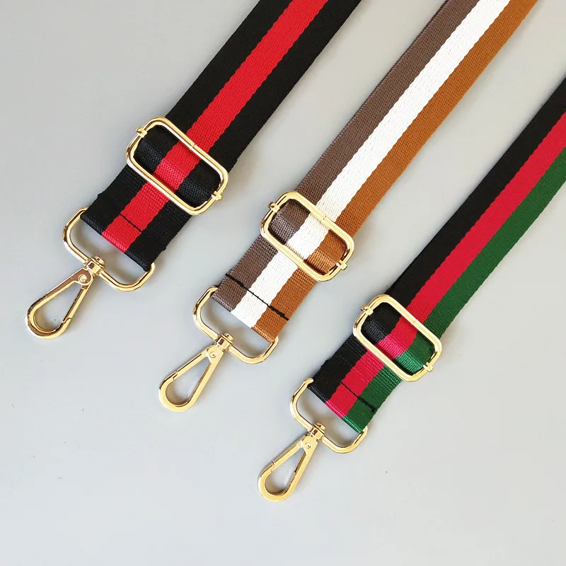 2023 New Wide 3.8 CM Cotton Fabric Colorful Stripe Bag Strap Adjustable Long Crossbody Bag Shoulder Strap Accessories