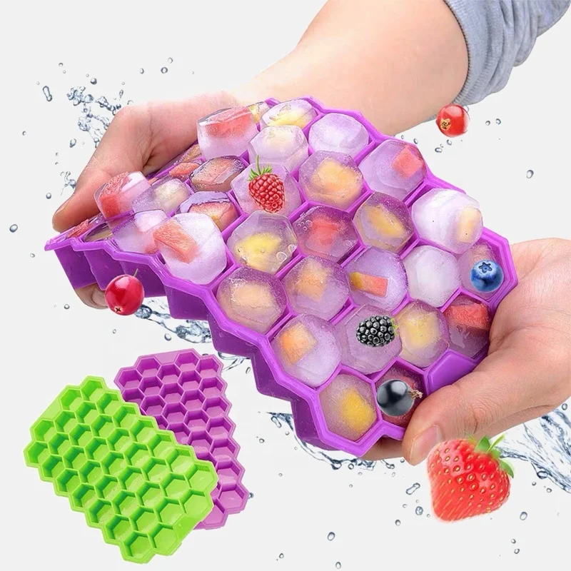 DIY 37 Grids Silicone Ice Tray Cube Mold Honeycomb Maker Cream Molds for Whiskey Cocktail with