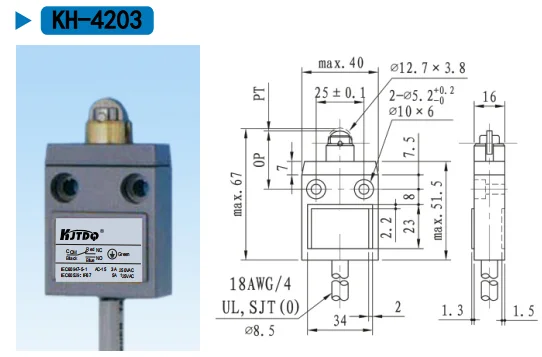 China direct factory supply KH-4214 IP67 Waterproof Schmersal Omran 5A 250VAC Double Circuit Travel Limit Switch with CE