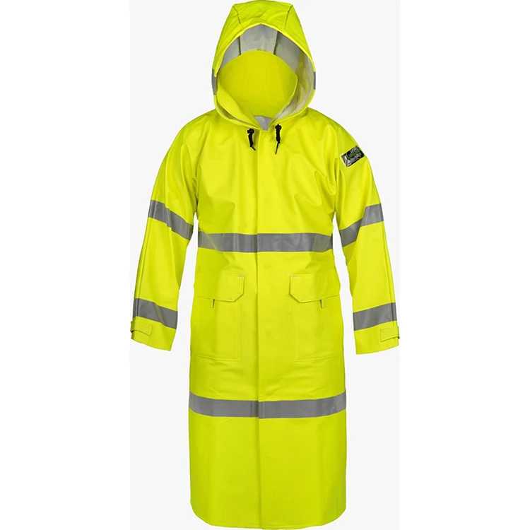 Adult long raincoat poncho windbreaker security PU coating for rainy days