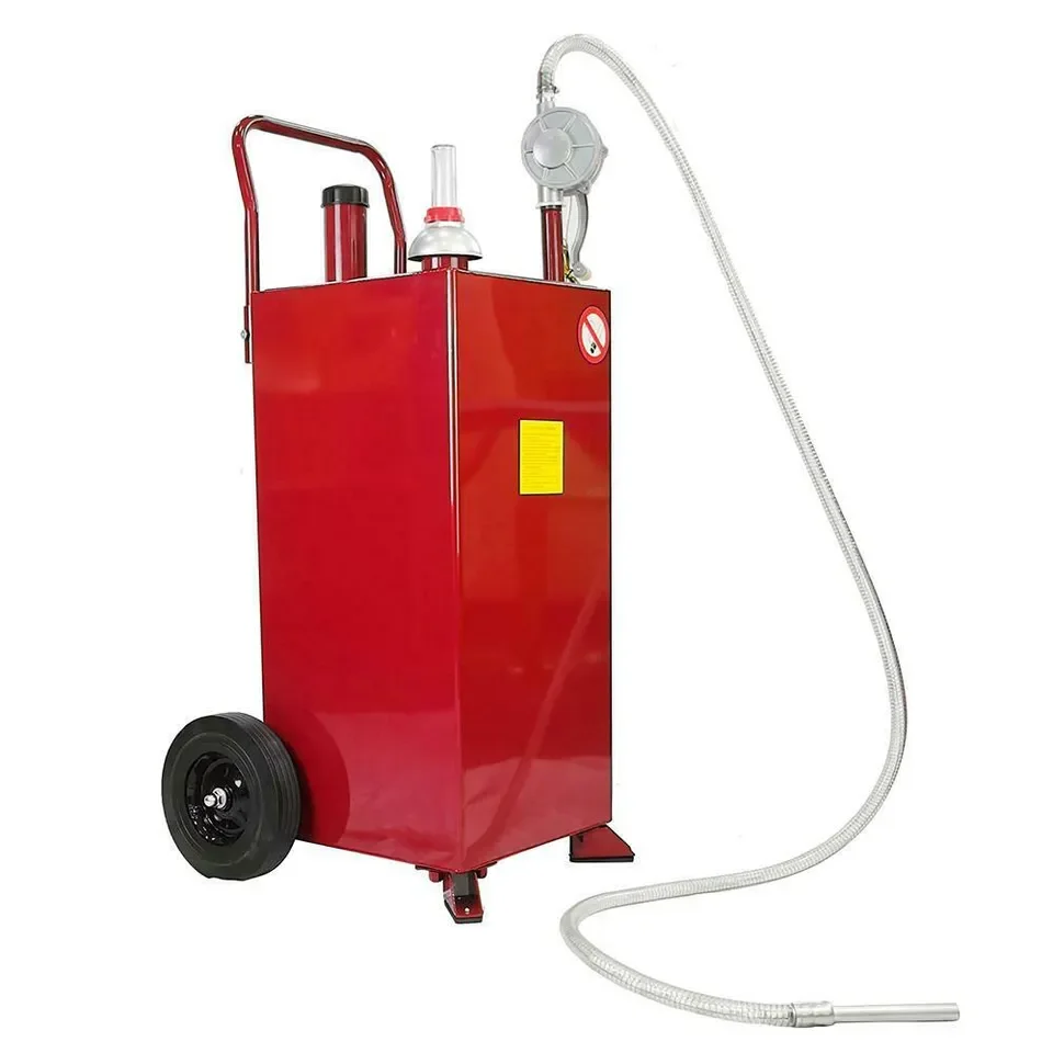 30 Gallon Portable Fuel Transfer Gas Can Caddy Storage Gasoline Tank with pump