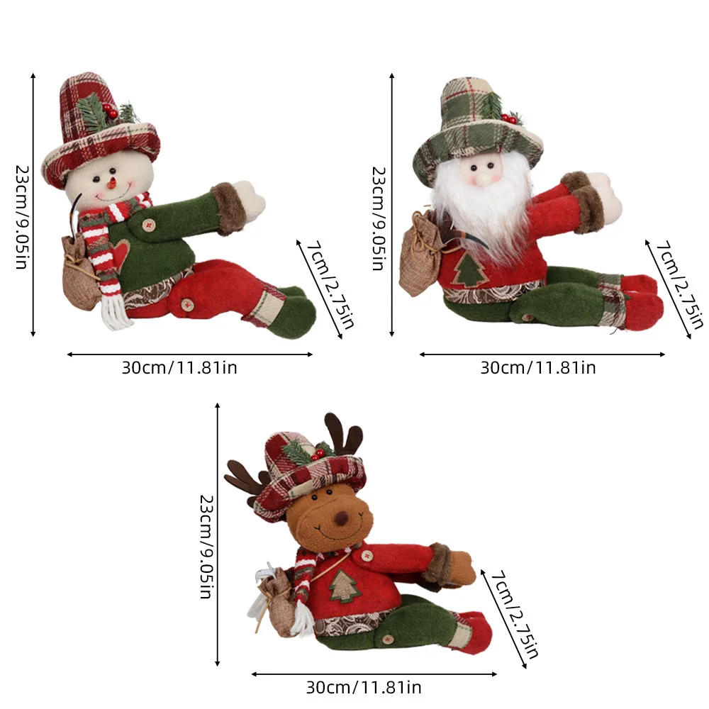 Christmas curtain buckle cartoon linen figure decorated with plush doll curtain hug