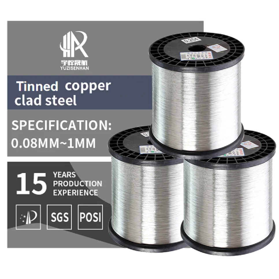 Factory Sale Braided Electric Wire Material 0.10mm-1.0mm Tin Plated Copper Clad Steel Wire TCCS