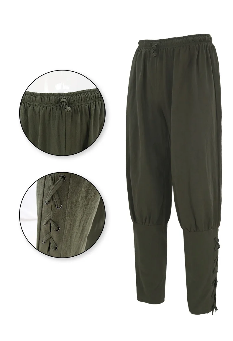 Medieval Pants Viking Pirate Costume For Men Women Pirate Trousers Lace Up Renaissance Pants Brown Black Plus Size Halloween