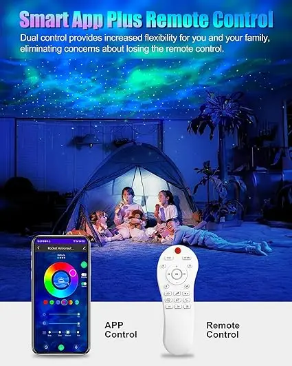 Astronaut Galaxy Star Projector with 9 Color Night Light Rocket,Bluetooth&15 White Noise&Timer Starry Nebula light for Bedroom