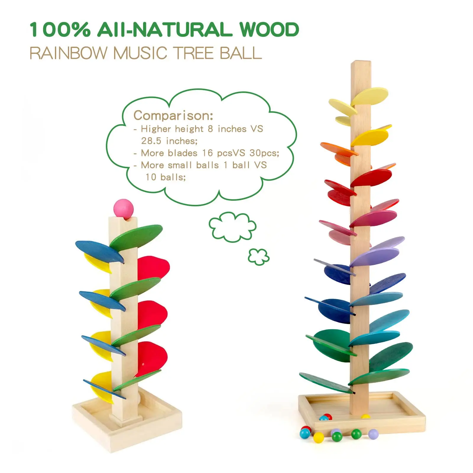 Wooden Rainbow Music Tree kit with Marble Ball Run Track Game Intelligence Wooden Baby Montessori Educational Toy for kids