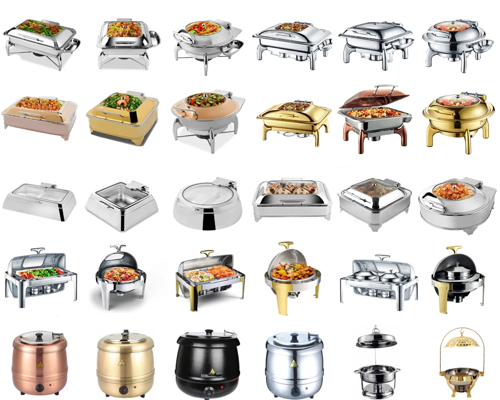 Hotel Restaurant Supplie Buffet Server Alcohol Stove Chefing Dish Stainless Steel Food Warmer Set Shaffing Chafing Dishes