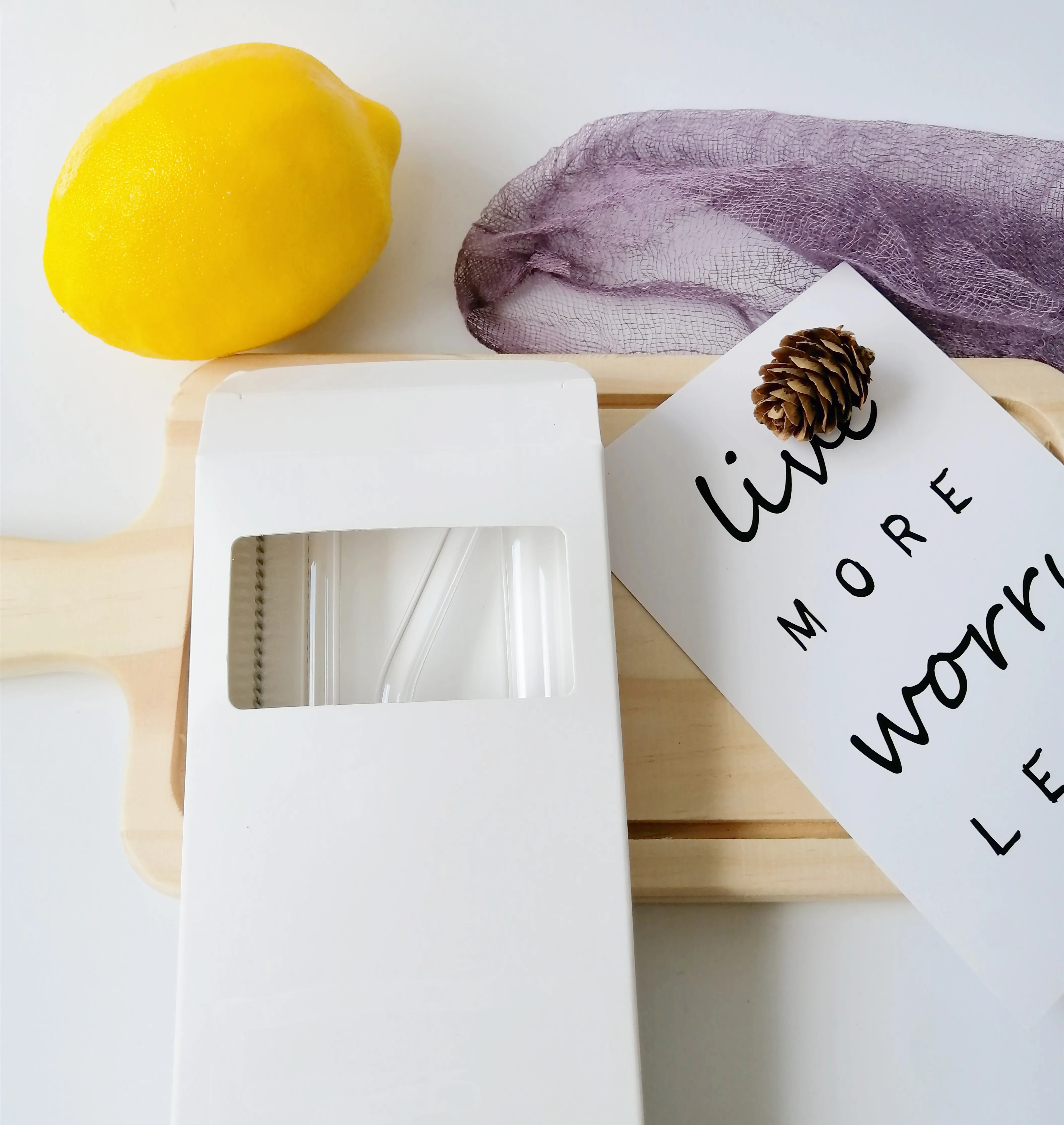 Reusable Glass Straw  3+1 Set  Eco Friendly Borosilicate Glass Drinking Boba Straw 14mm with  Pouch Bag Printed