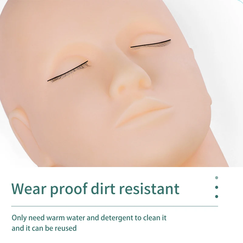 NATUHANA Soft And Easy Clean Super Quality Flat Practice Mannequin Head For Eyelash Extension Silicone Model Head