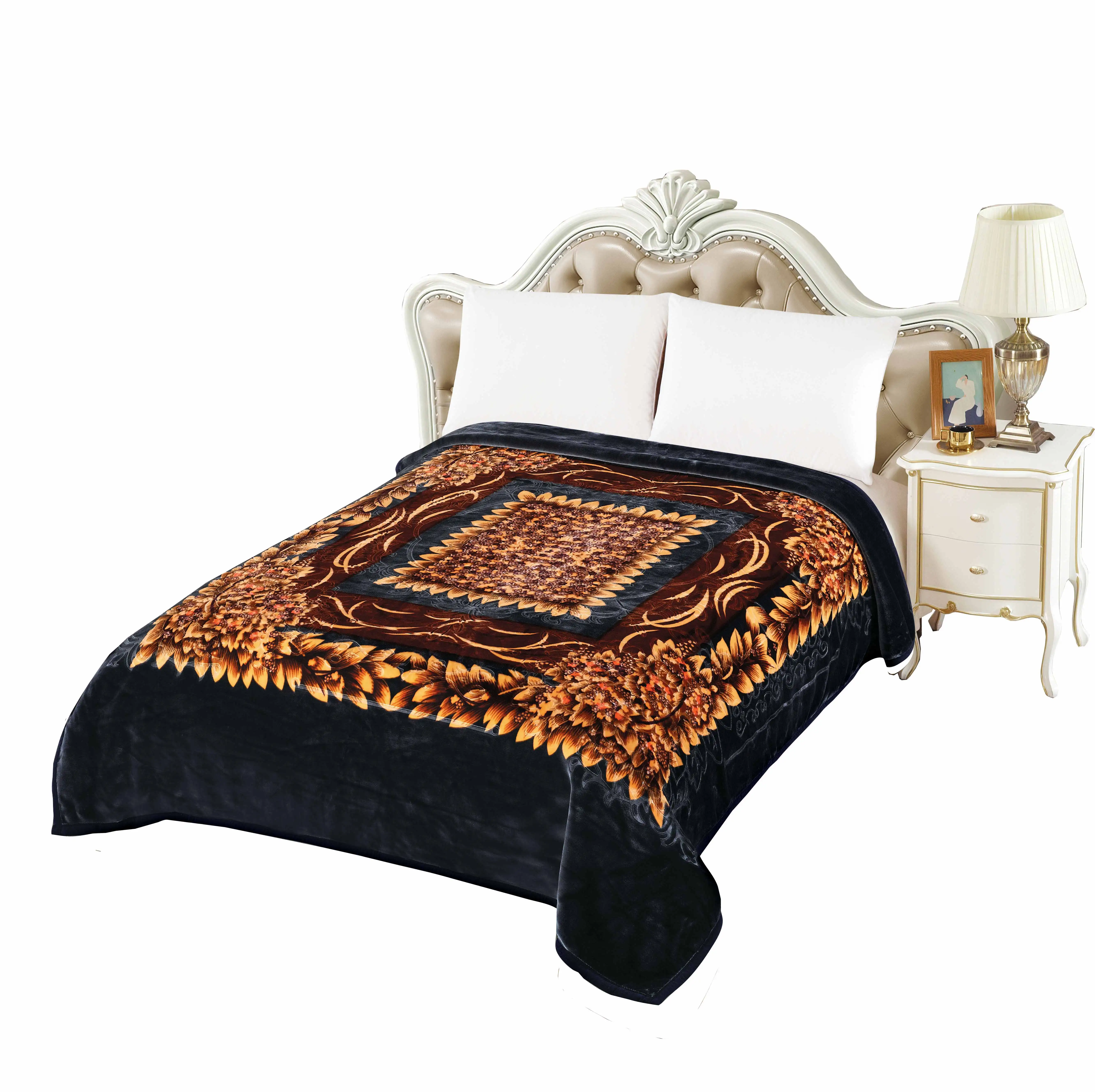 Korean Mink Blanket Wholesale Manufacturer 2 Ply Reversible Silky Super Warm and Cozy Embossed Queen Size Blanket for winter