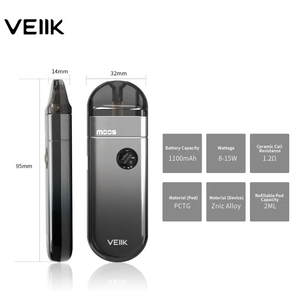 
2019 new product electronic cigarettes veiik moos ceramic pod system 