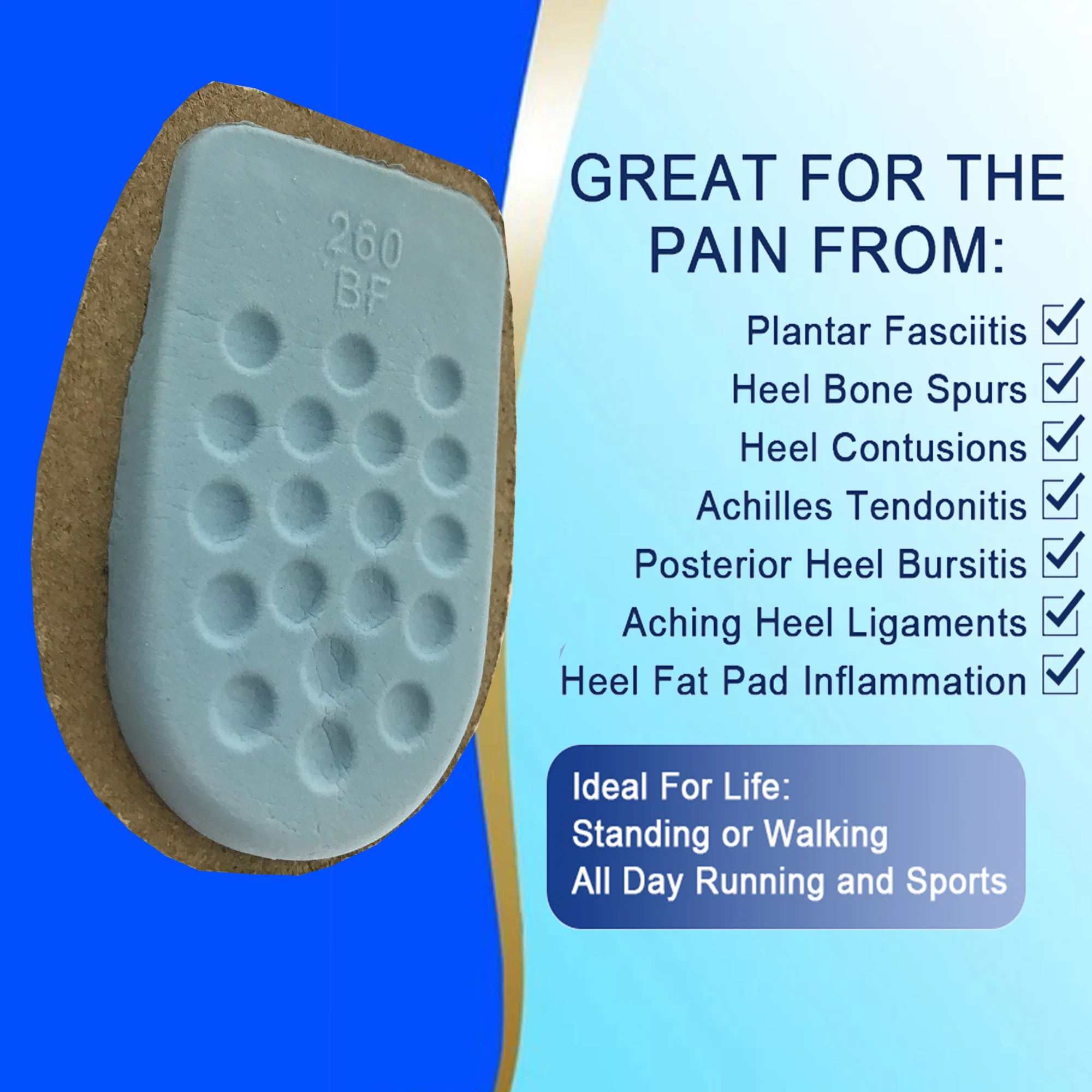 sports arch insole for shoes insoles for shoes flat breathable TPE increase heel pad
