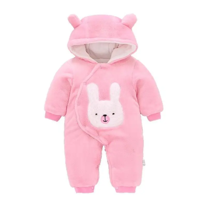 Hongbo custom autumn winter baby clothes 2024 warm coral velvet baby girl boy clothes 6-12 month overalls for newborns