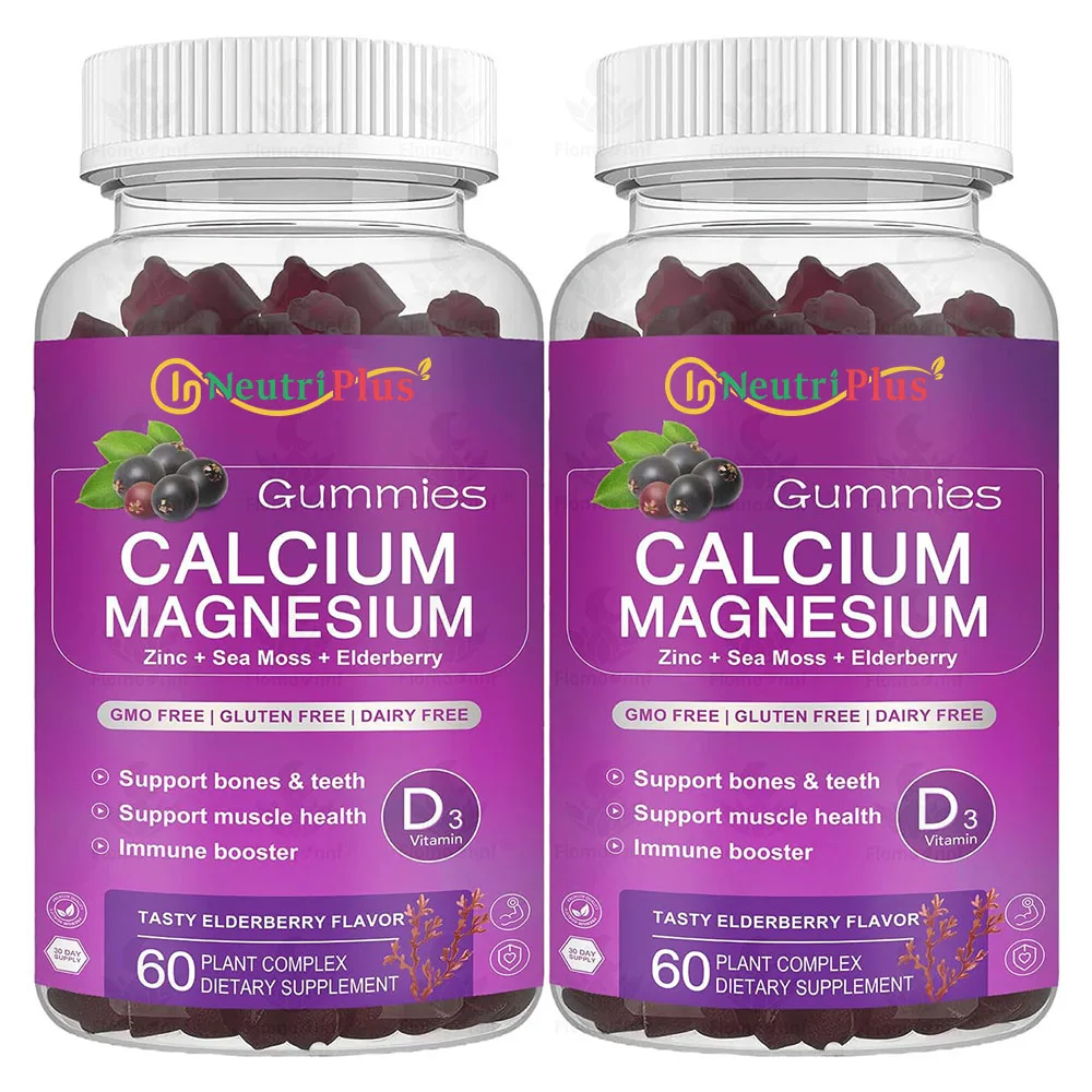 GMP Factory Calcium Magnesium Zinc Gummies with  Absorption Magnesium, Potassium, D3 - For Bone, Muscle, Mood & Sleep Support