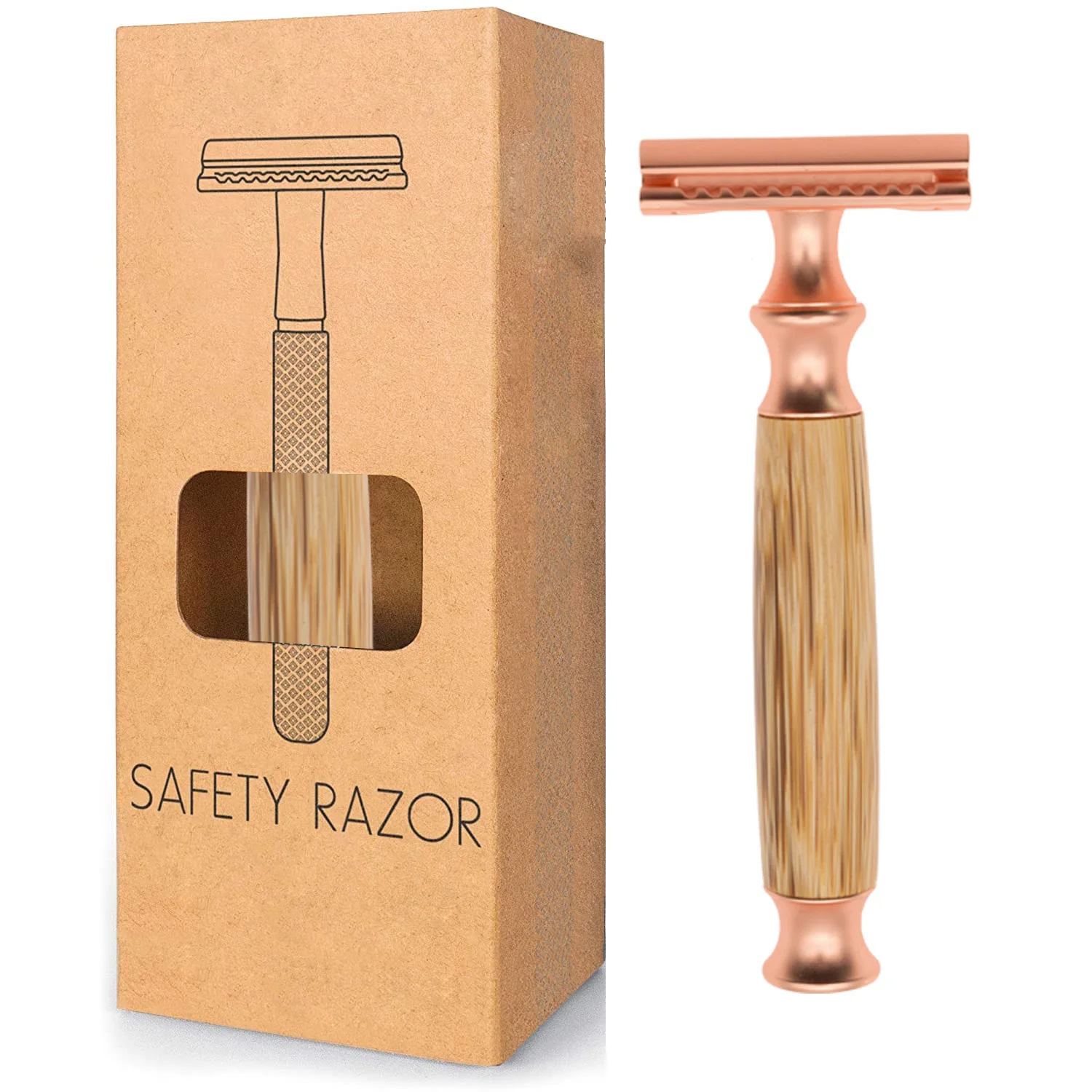 Mans Eco friendly natural wooden razor bamboo handle double edge safety razor for facial and body shaving
