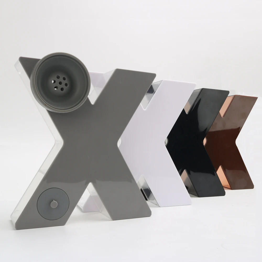 Wholesale X hookah with LED light Acrylic hookah Narguile Chicha Shisha Set Sheesha hubbly bubbly Portable hookah