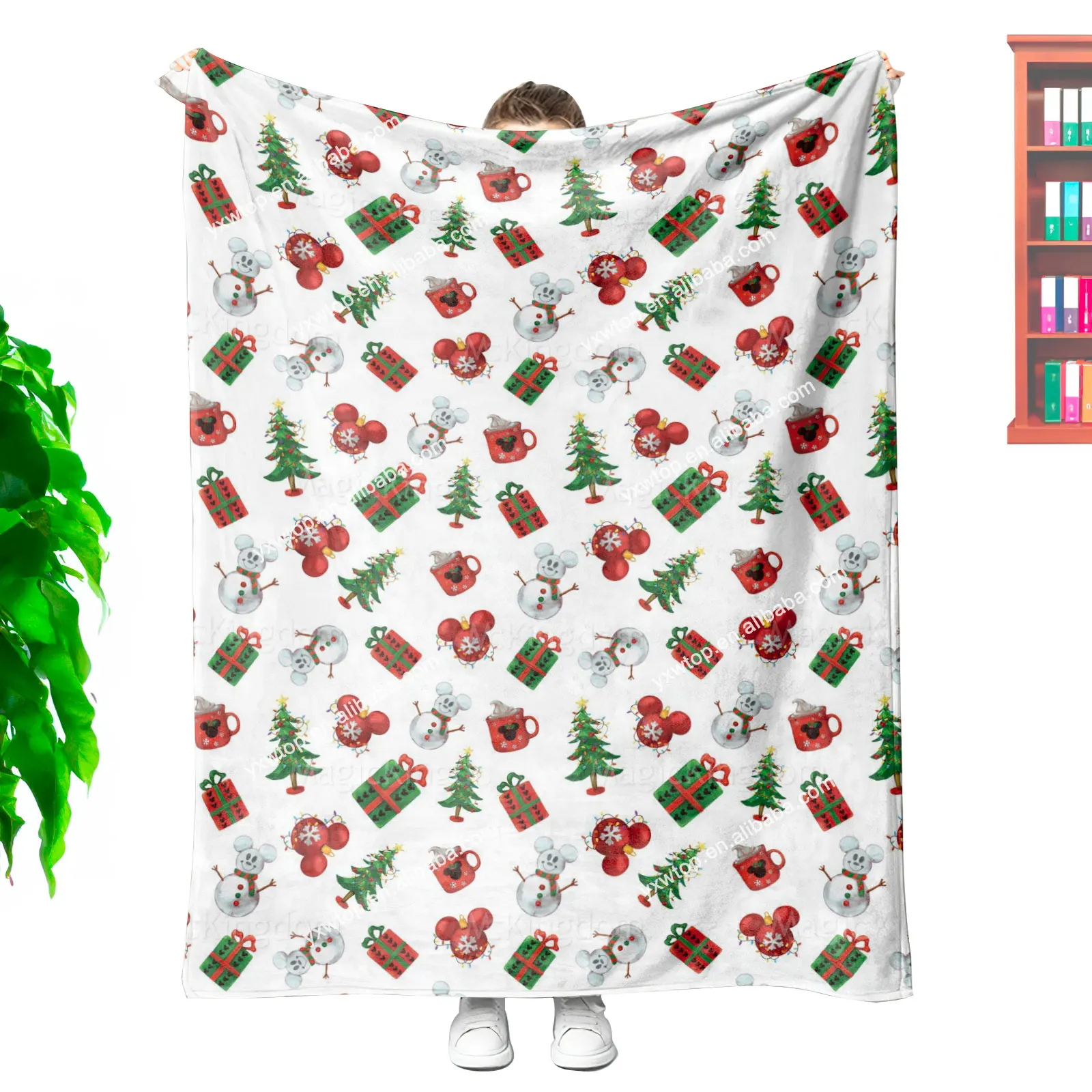 Blanket manufacturer custom cartoon mouse head Christmas Ears Sweets soft 100 polyester microfiber other blanket for kids