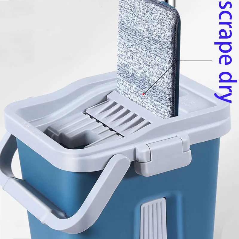 Hand-free household lazy mopping hand-free flat rotating mop dry and wet dual-use  clean mop bucket