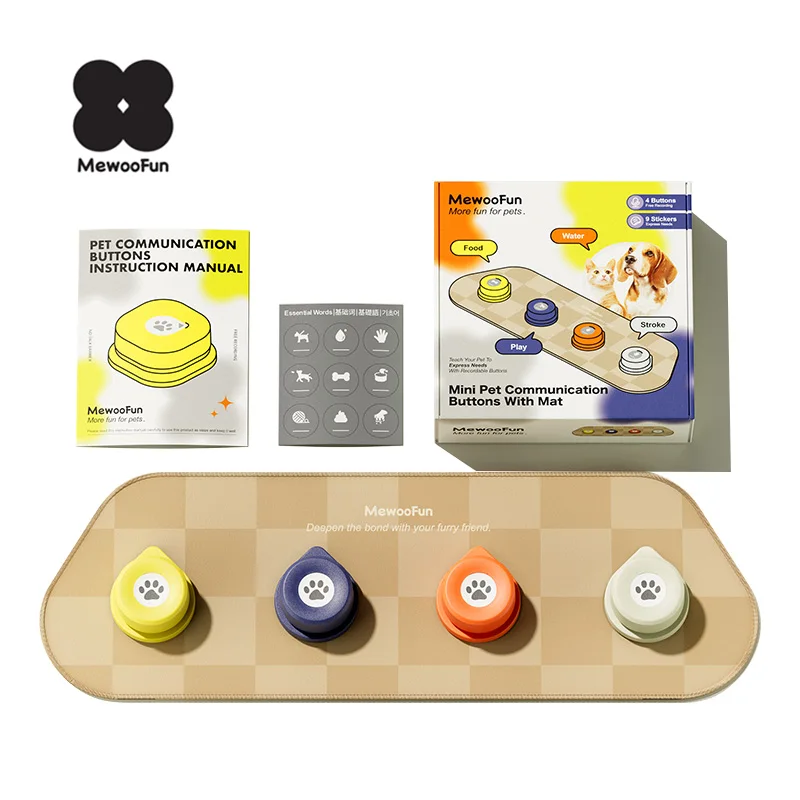Оптовая продажа от производителя MewooFun, маленькая собака, говорящие кнопки, записываемая звуковая кнопка для дрессировки собак, кнопки для общения