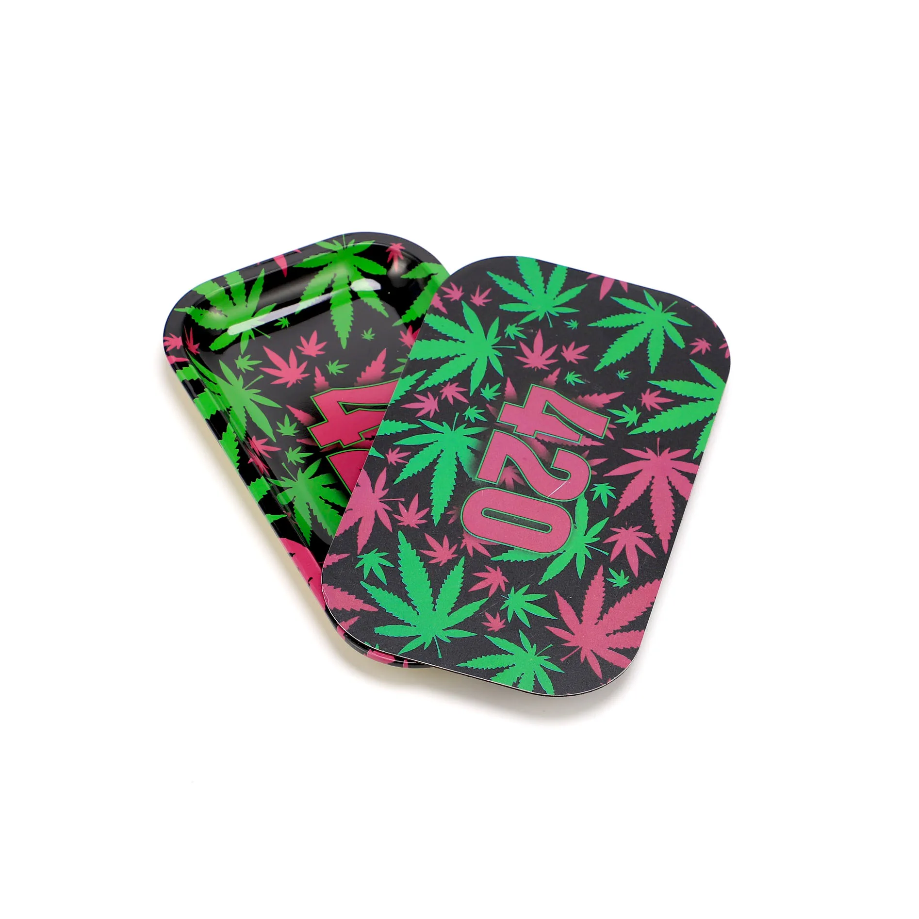 Cheap Custom Rolling Tray Weed Factory Direct Metal Gold Food Serving Tray, Custom Logo Luxury Round Smoking Tin Ash Tray