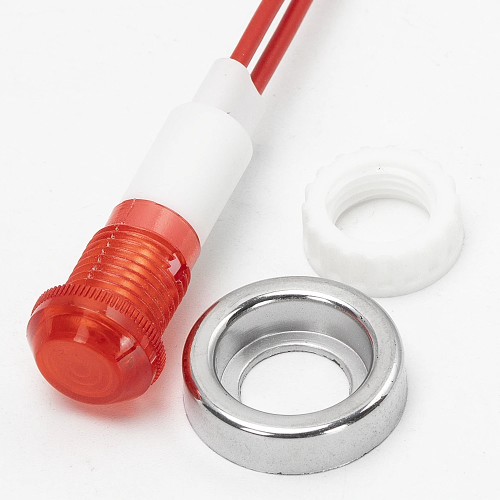 10MM Plastic 220V Red Indicator Light Wire Lead Indicator Telltale Light With Wire 12V Led