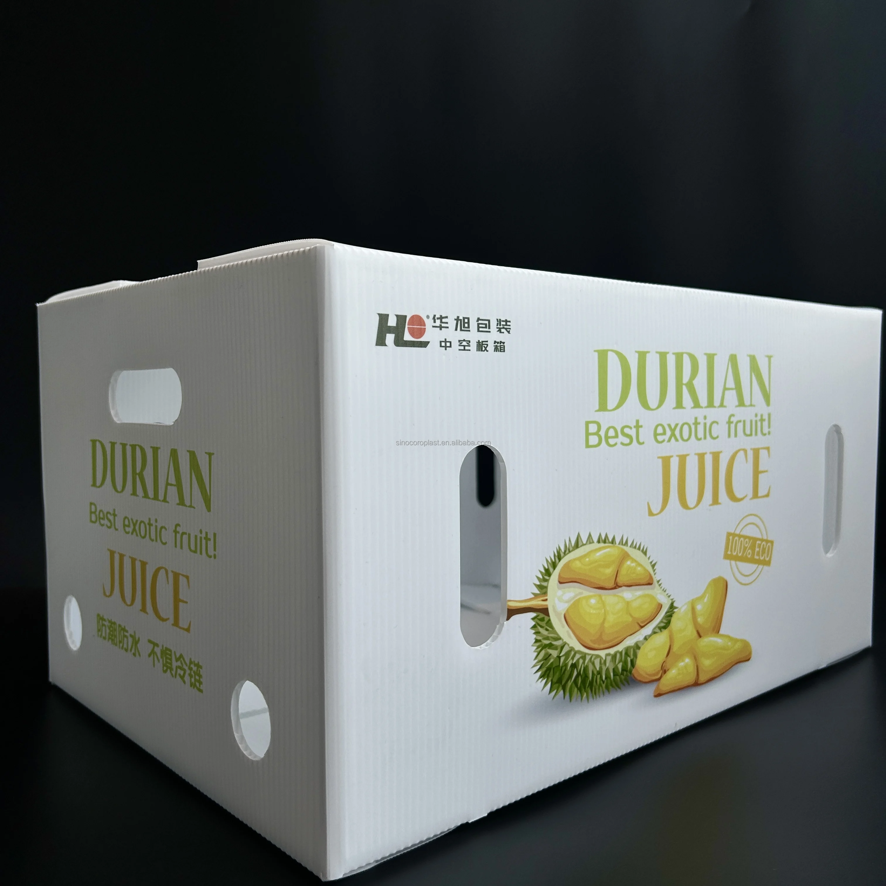 Custom Foldable Plastic Corrugated Fresh Printed Folding Fruit Storage Packaging Packing PP Coroplast Box For Durian