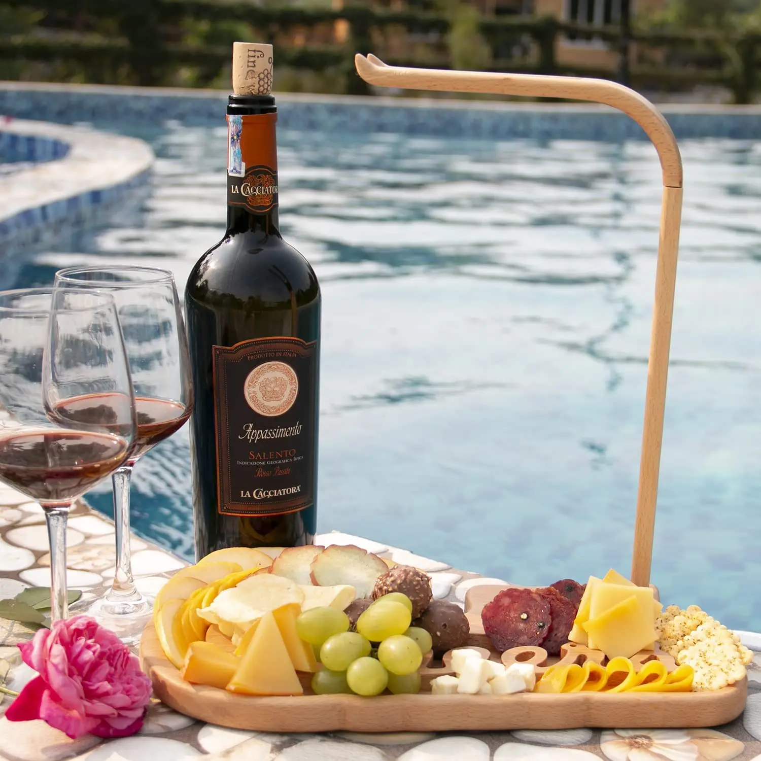 TAOTAOJU Cutlery Custom Wine Glass Holder Solid Wood Serving Plate Wine Holder wine rack holiday gift Wooden Snack Tray