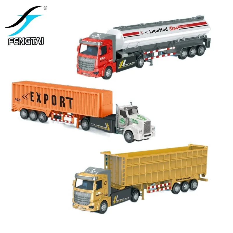 1:36 diecast model truck metal toy fuel tank car oil transporter and trailer top quality engineering vehicle China manufacturer