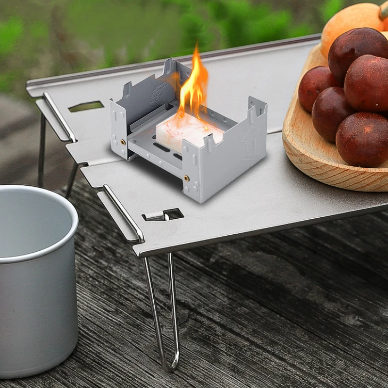 Outdoor mini portable camping gas stove folding solid fuel camping stove
