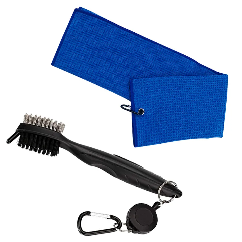 Microfiber Waffle Golf Towel And Golf Cleaning Kit Gift Set With Golf Brush Club Sharpener tool