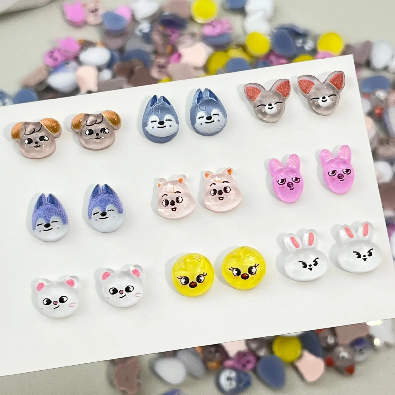50pcs Resin Mini Cartoon Rabbit Bear Nail Art Charms Decorations Flatback Rhinestones For Nails DIY Manicure Jewelry Accessories