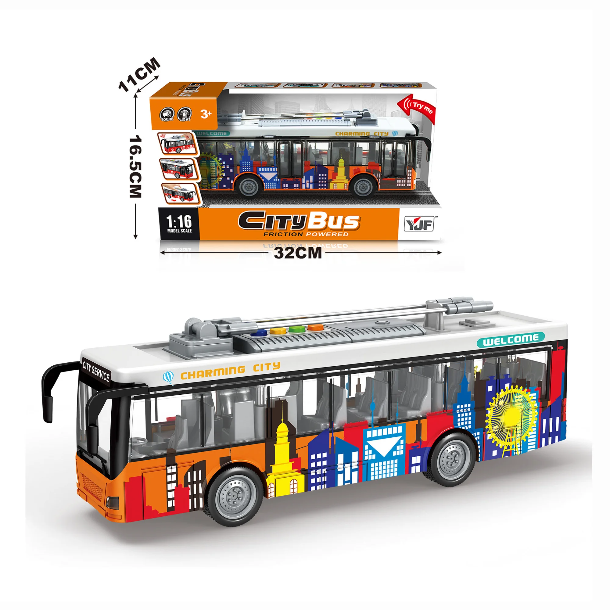 1:16 Scale City Tram and Sightseeing Bus Educational Toys