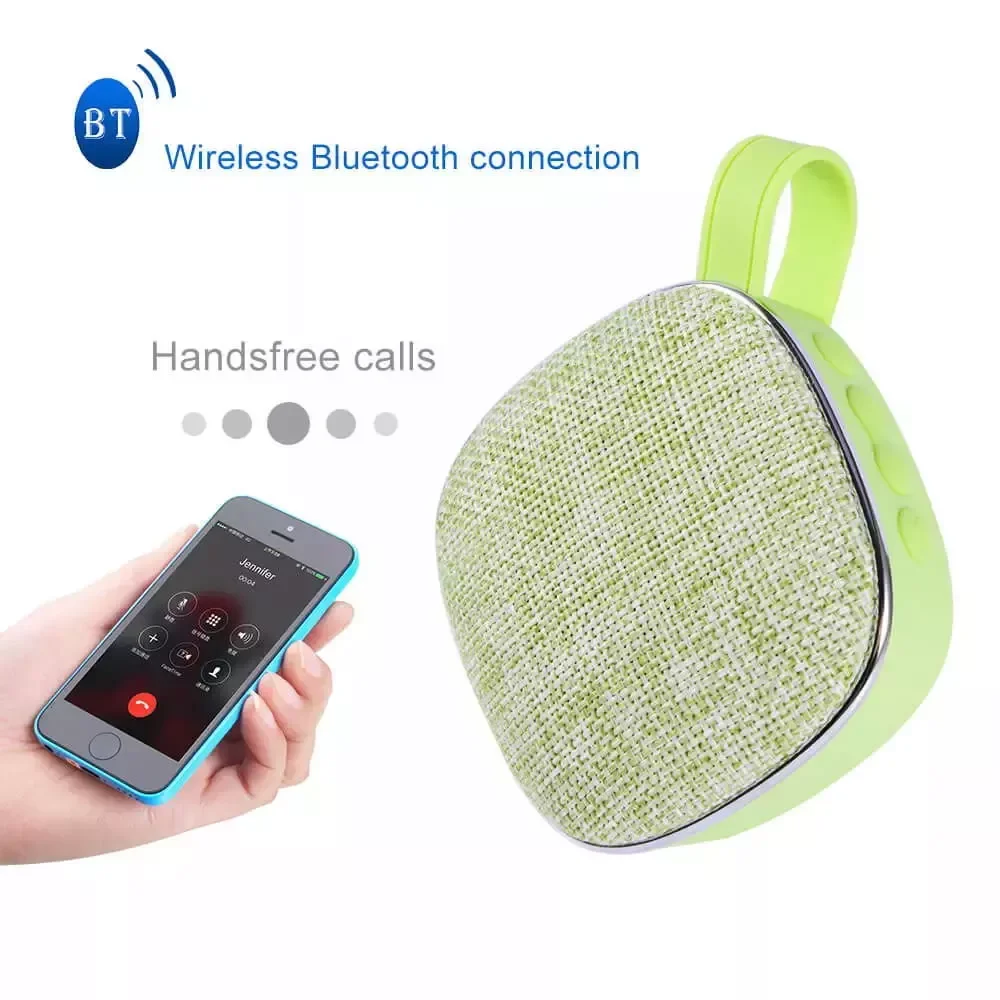 QiYu Mini Bluetooth Speaker Wireless Portable Fabric Speaker MP3 Player with Microphone TF Card Slot AUX