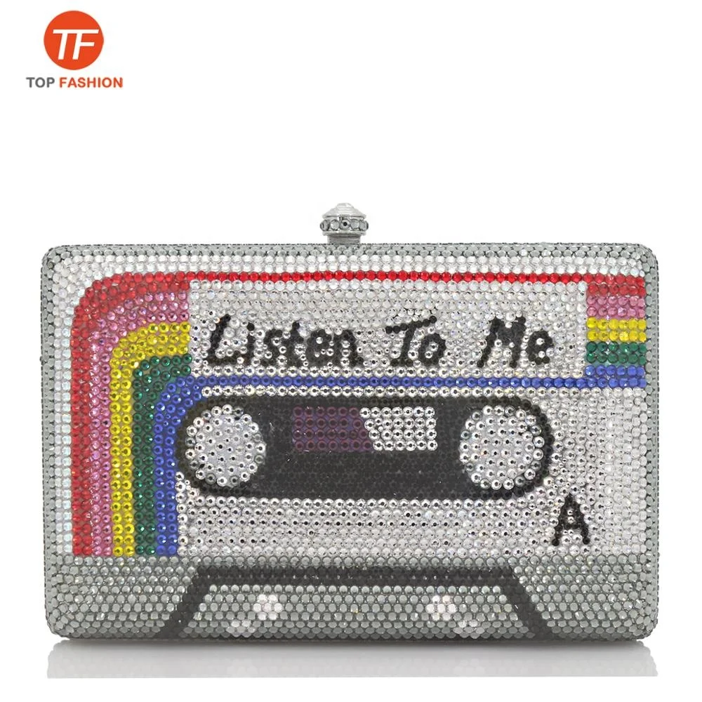 Оптовая продажа, винтажный клатч на ленте, женские вечерние сумки с кристаллами, Свадебная коробка со стразами, клатч-минодьер, кошелек