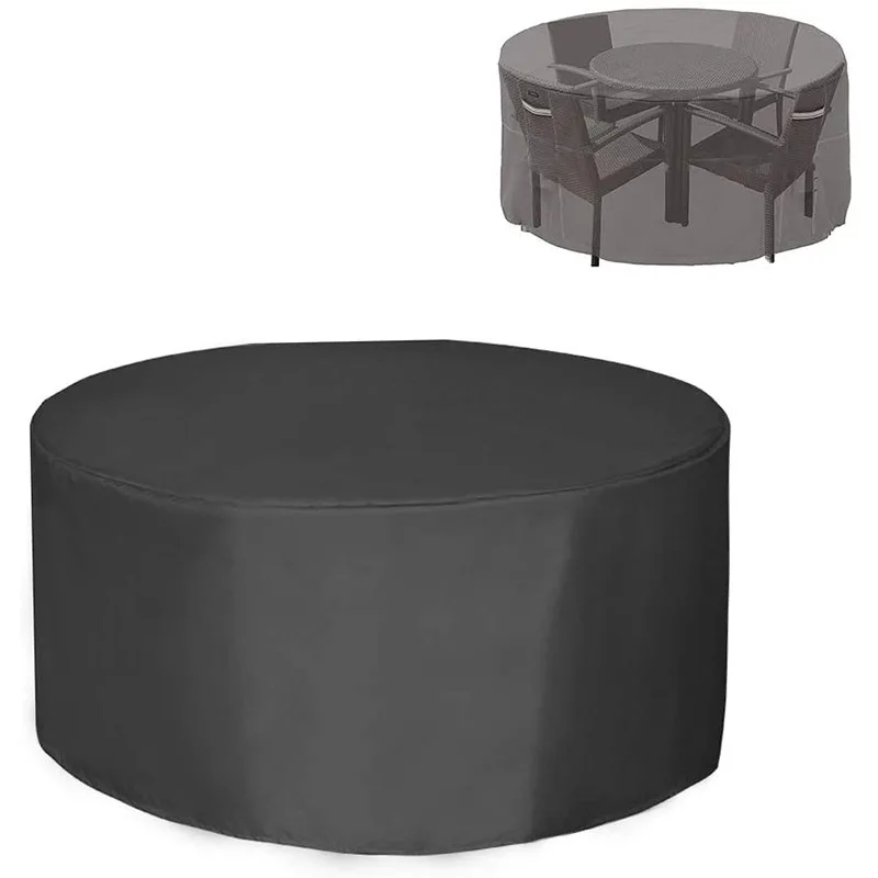 Round Outdoor Furniture Waterproof Cover 210D Oxford Fabric UV Protective Garden Round Table Chair Cover