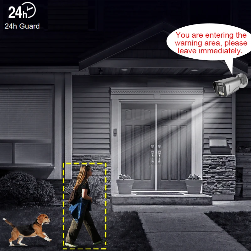 Full hd 5MP human recognition long night vision distance outdoor surveillance kit POE NVR cctv system